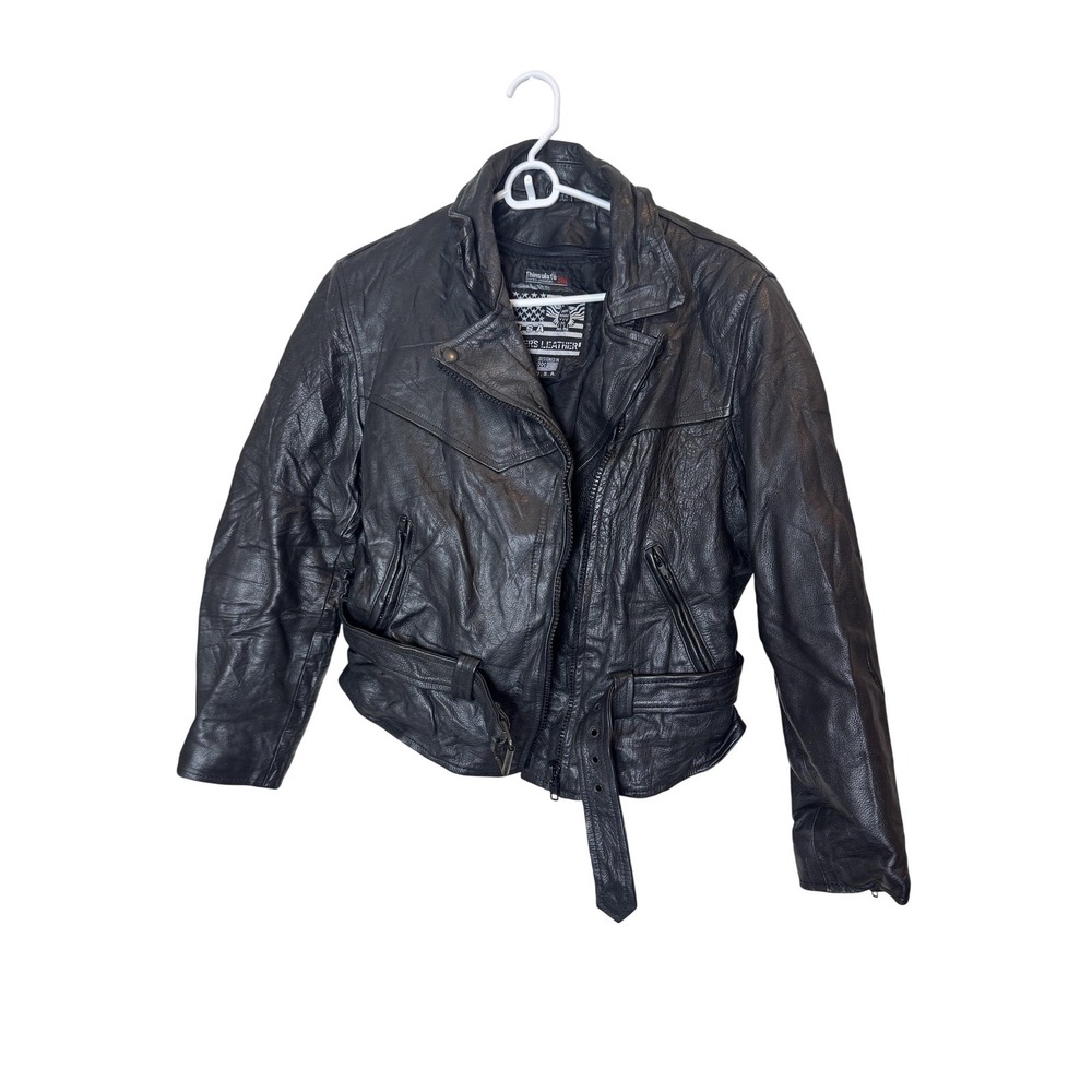 Bikers Leather Jacket Unisex Medium Black Thinsulate Insulated Motorcycle Belted